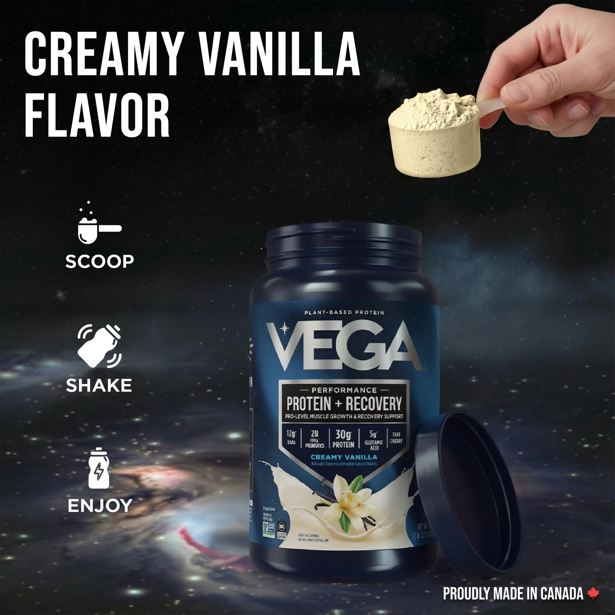 Vega Protein + Recovery, Vanilla – 30g Vegan Protein, Dairy & Gluten Free, Probiotics, NSF Certified, 830 g (20 Servings) 🍁 All In One Marketplace Canada