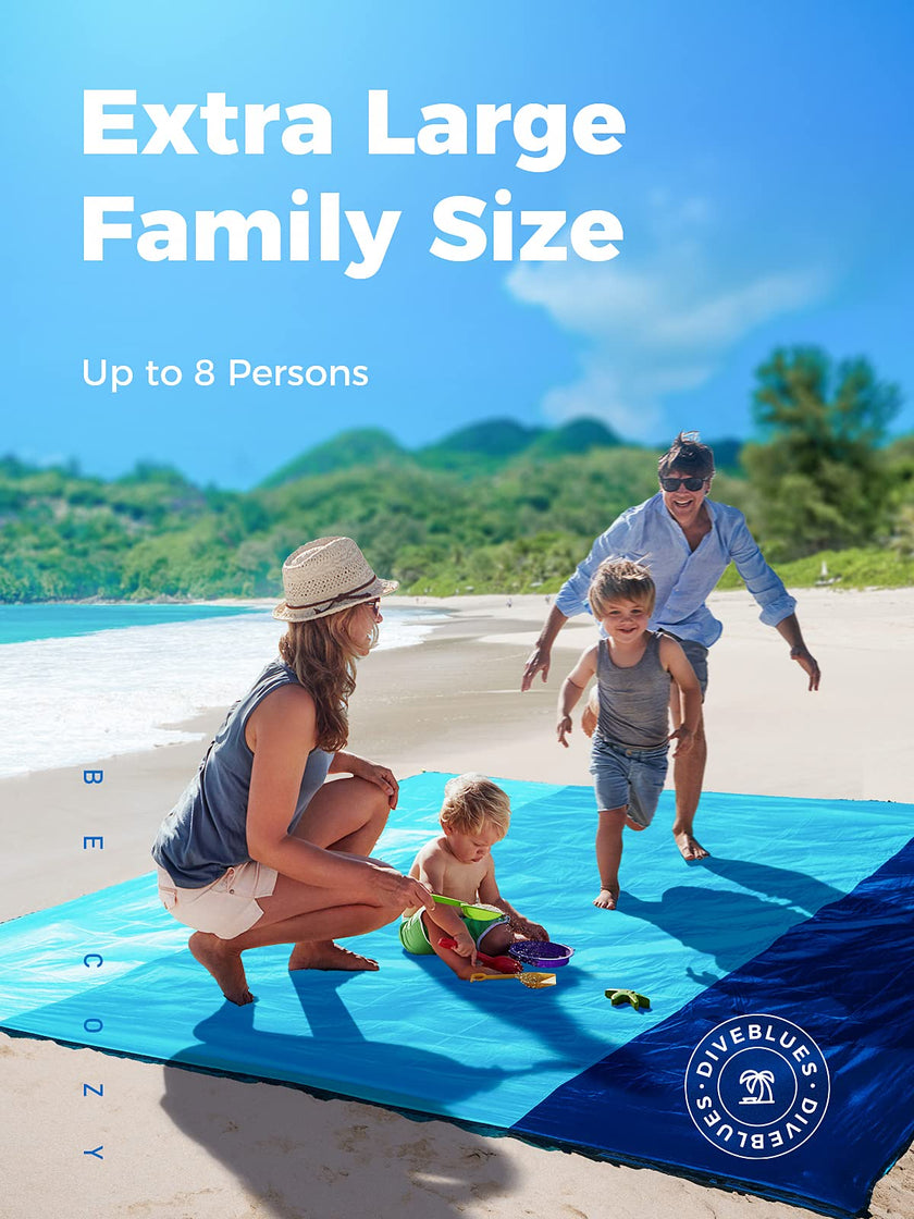 OCOOPA Beach Blanket Sand Free, Super Large 7.2'×6.8', Sandproof Waterproof, Soft Comfortable Sturdy Material, Wide Stripe Design, Light Weight Compact for Picnic, Vacations 🍁 All In One Marketplace Canada