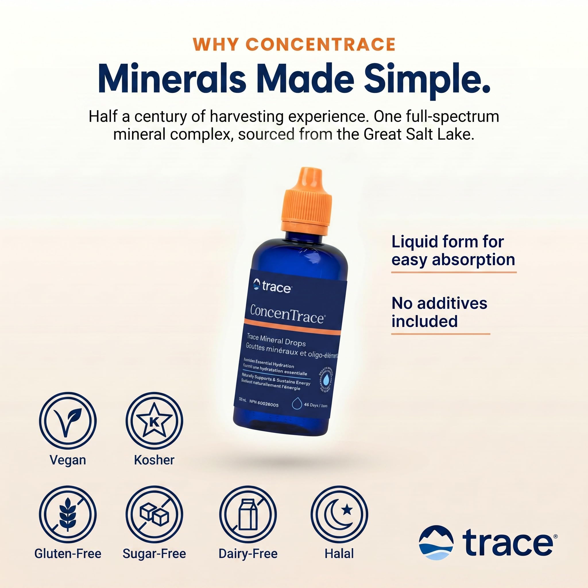 Trace Minerals ConcenTrace Drops | Ionic Liquid Magnesium, Chloride, Potassium | Full Spectrum Minerals | Low Sodium | Energy, Electrolytes, Hydration | 120 ML, 48 Day Supply 🍁 All In One Marketplace Canada