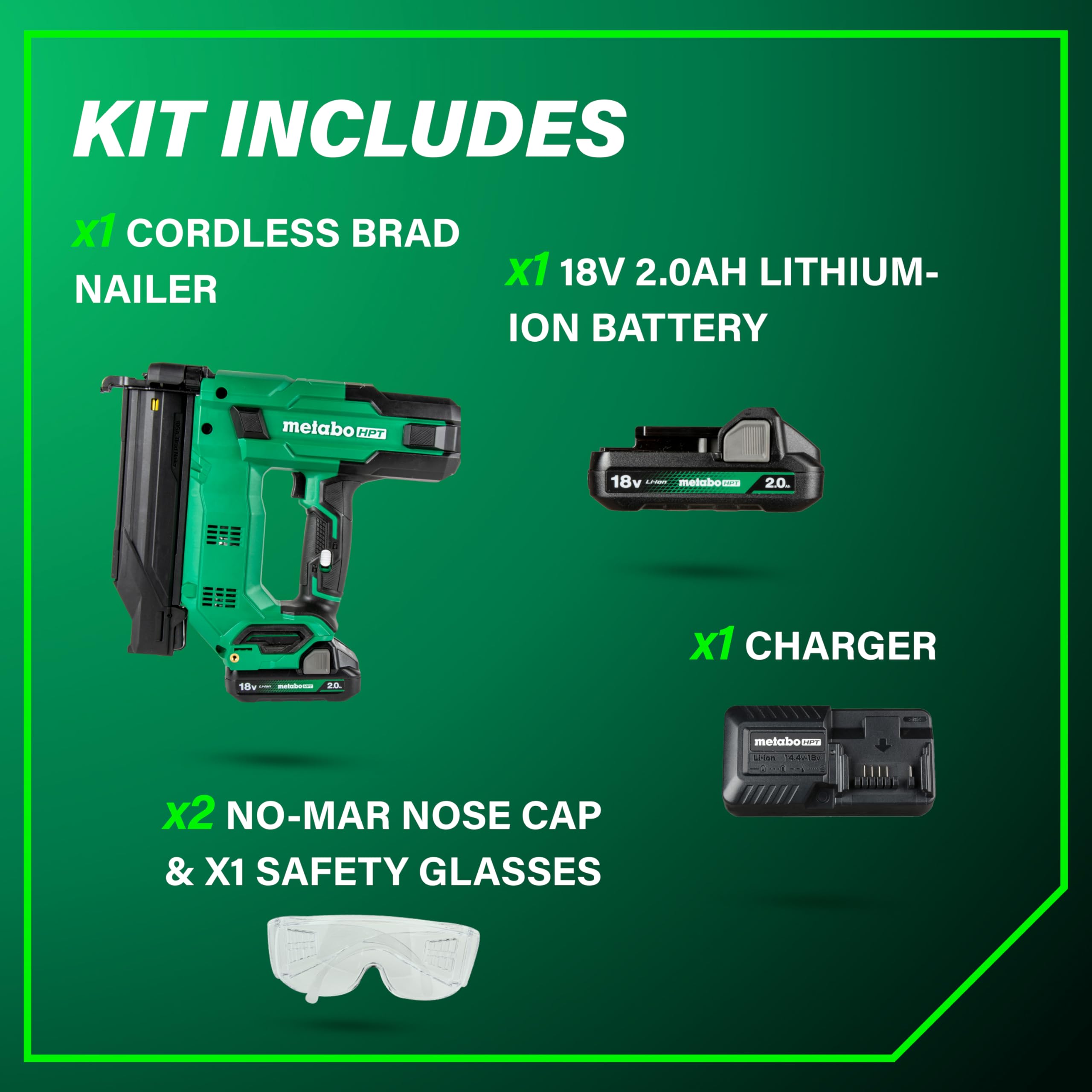 Metabo HPT 18V MultiVolt™ 18-Ga Compact Cordless Brad Nailer Kit, Includes 1-18V 2.0 Ah Battery, NT1850DGM 🍁 All In One Marketplace Canada