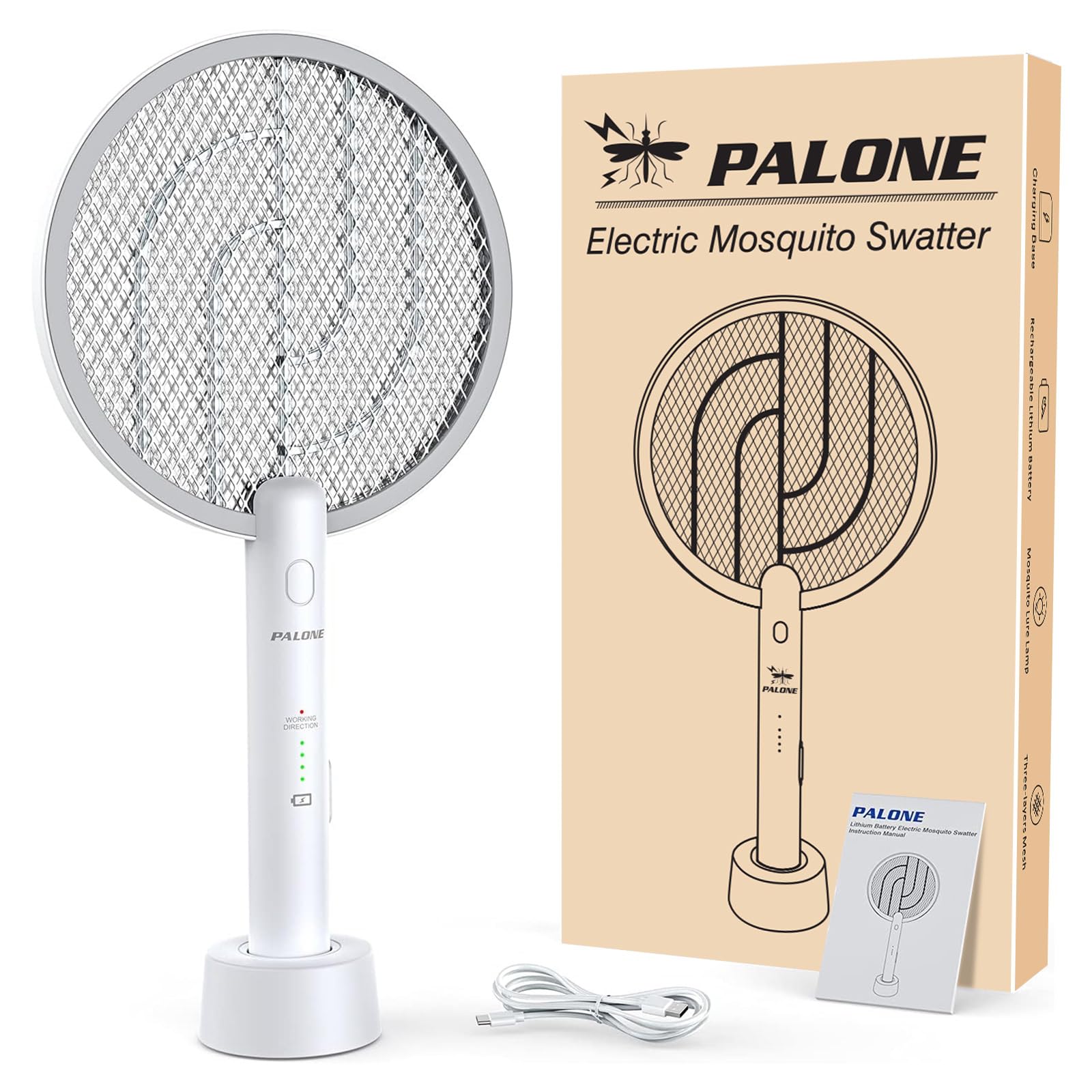 PALONE Bug Zapper Racket, Electric Bug Zapper, 4000V Electric Swatter 3 Layers Lamp, Indoor Zapper Without Waving Hands for Kitchen, Home, Garden and Outdoors 🍁 All In One Marketplace Canada