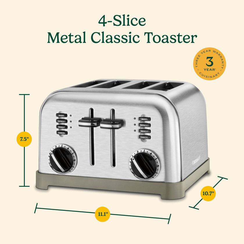 Cuisinart 4-Slice Toaster, 6-browning Levels, Brushed Silver (CPT-180C) 🍁 All In One Marketplace Canada