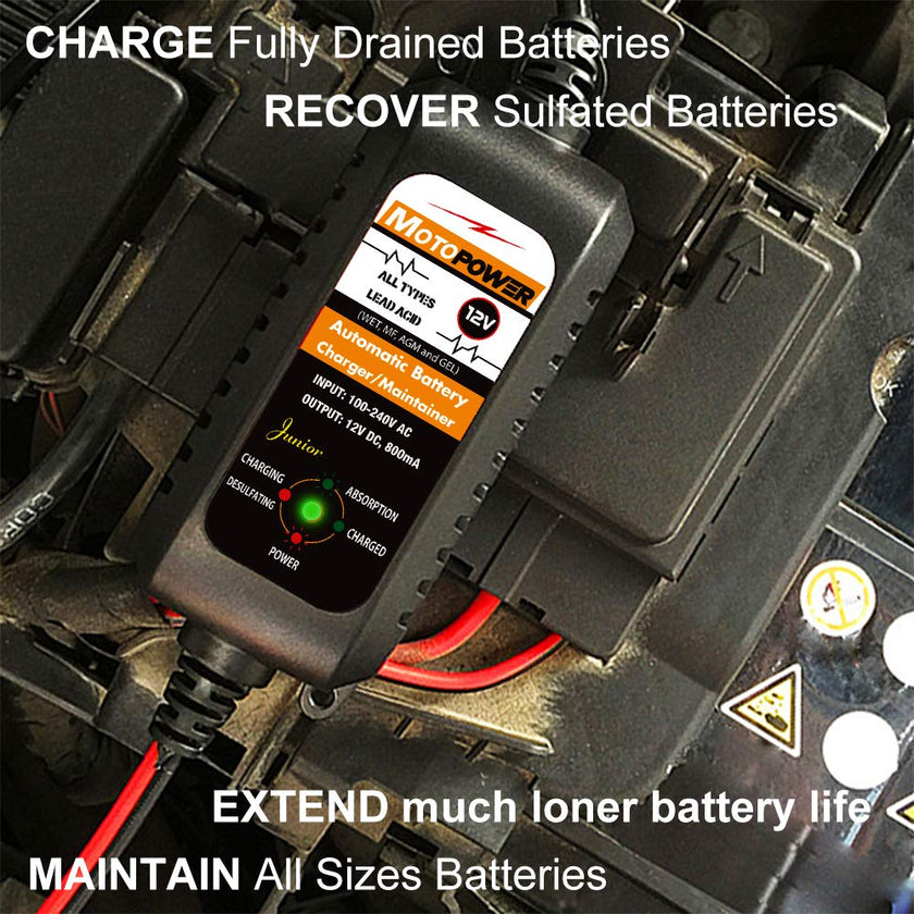 MOTOPOWER MP00205A 12V 800mA Fully Automatic Battery Charger/Maintainer 🍁 All In One Marketplace Canada