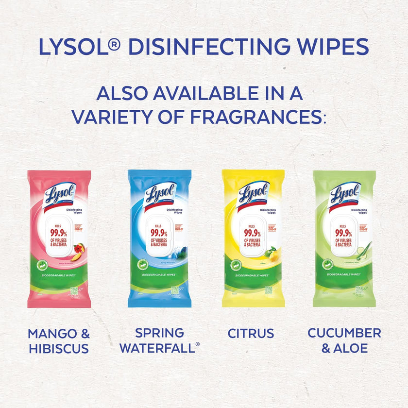 Lysol Disinfecting Wipes Flatpack, Citrus, Biodegradable Wipes, Kills 99.9% of Viruses & Bacteria, Bulk Pack of 4, 336 count (4 x 84 count) 🍁 All In One Marketplace Canada