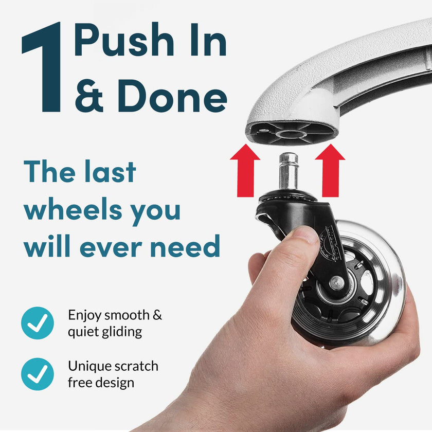 Lifelong Office Chair Wheels Replacement Rubber Chair Casters for Hardwood Floors and Carpet, Set of 5, Heavy Duty Casters for Chairs to Replace Office Chair Mats - Fits 98% 🍁 All In One Marketplace Canada