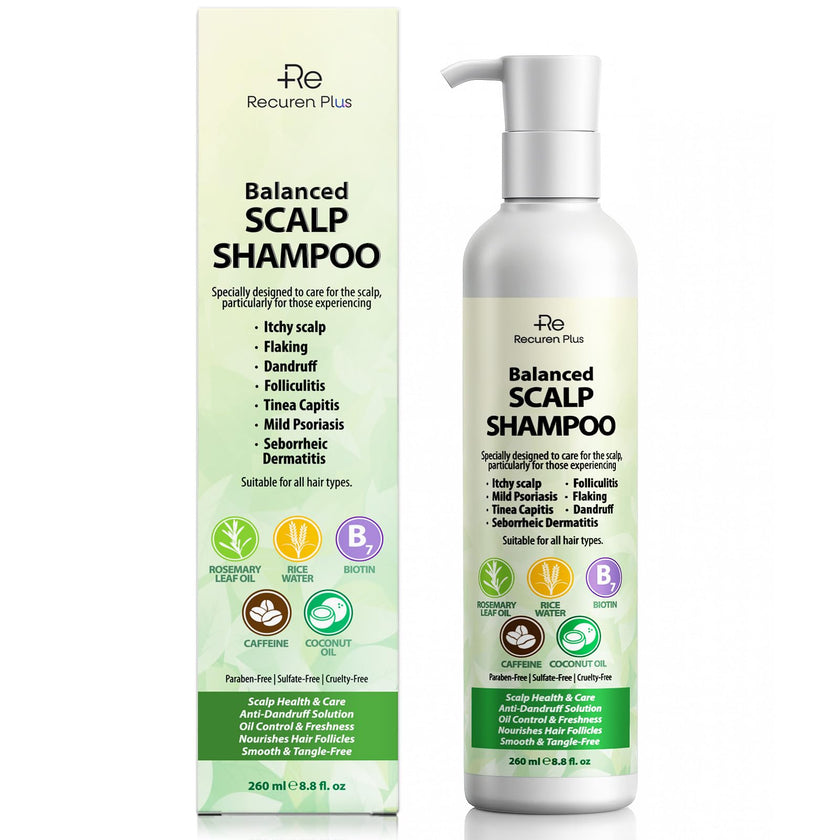 Folliculitis Shampoo Seborrheic Dermatitis Psoriasis Shampoo: Scalp Dandruff, Dry Scalp & Flake Control — Sulfate-Free, Nourishing with Salicylic Acid, Piroctone Olamine, Rice Water, Rosemary Oil 260ml 🍁 All In One Marketplace Canada