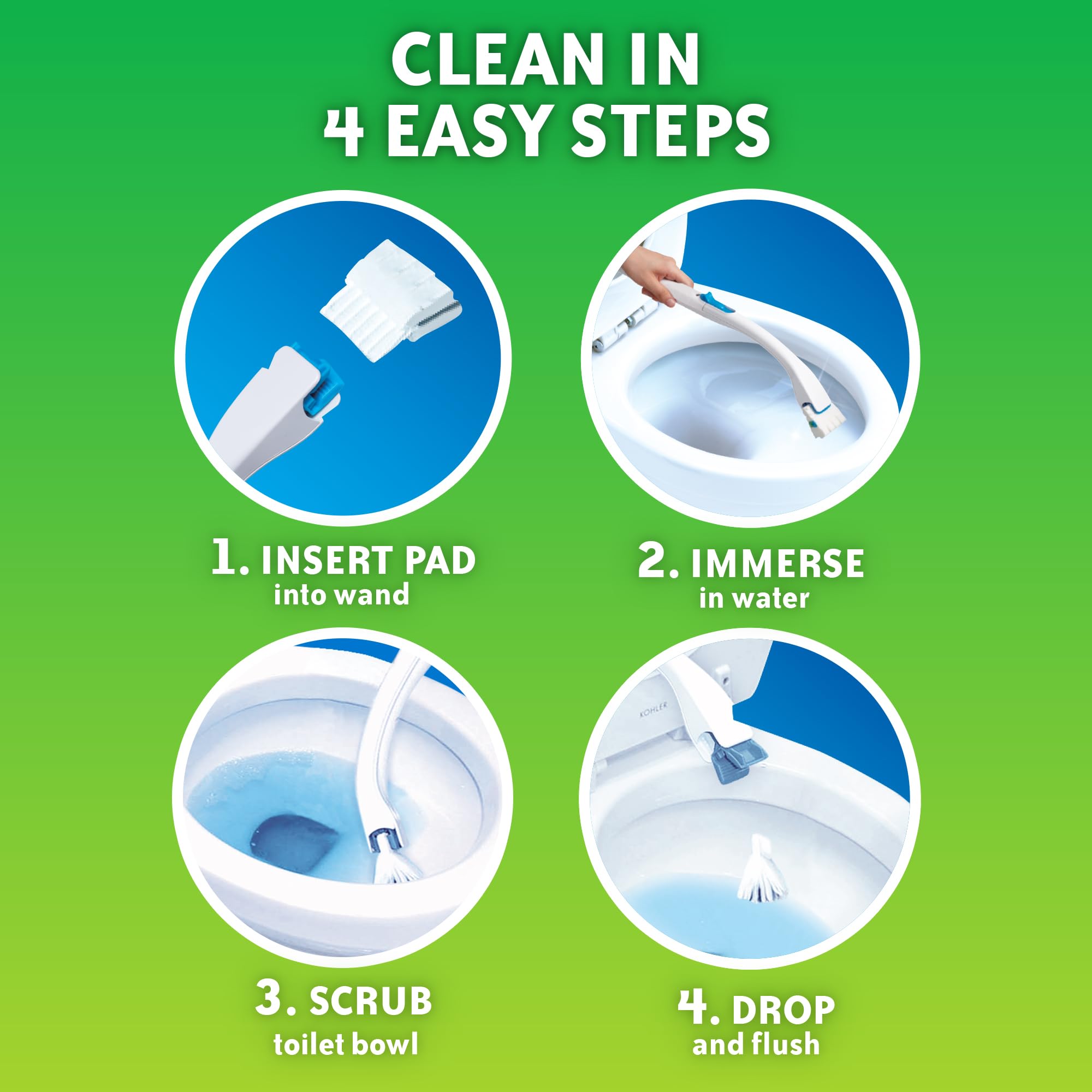 Scrubbing Bubbles Fresh Brush Toilet Bowl Cleaning System Starter Kit, Stain Removing, Citrus Action Scent, Includes: Wand + 4 Refills + 1 Stand 🍁 All In One Marketplace Canada