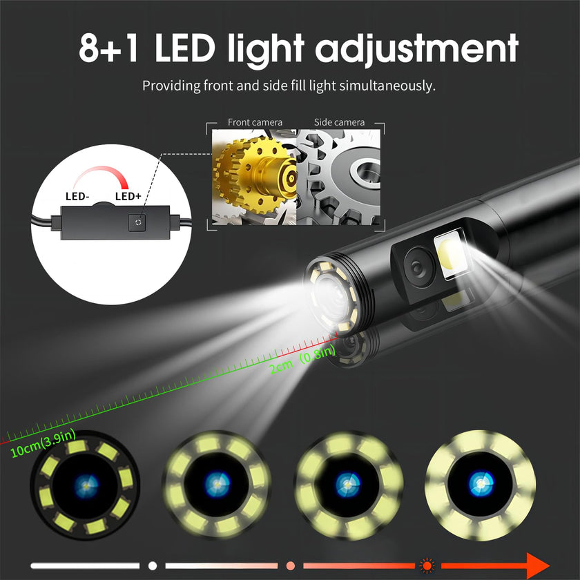 Dual Lens Endoscope Camera with Light, DPduct 1920P HD Borescope Inspection with 8+1 Lights, 7.9mm IP67 Waterproof 16.4ft Semi-Rigid Cable Snake Camera for Android and iOS,iPhone,iPad 🍁 All In One Marketplace Canada