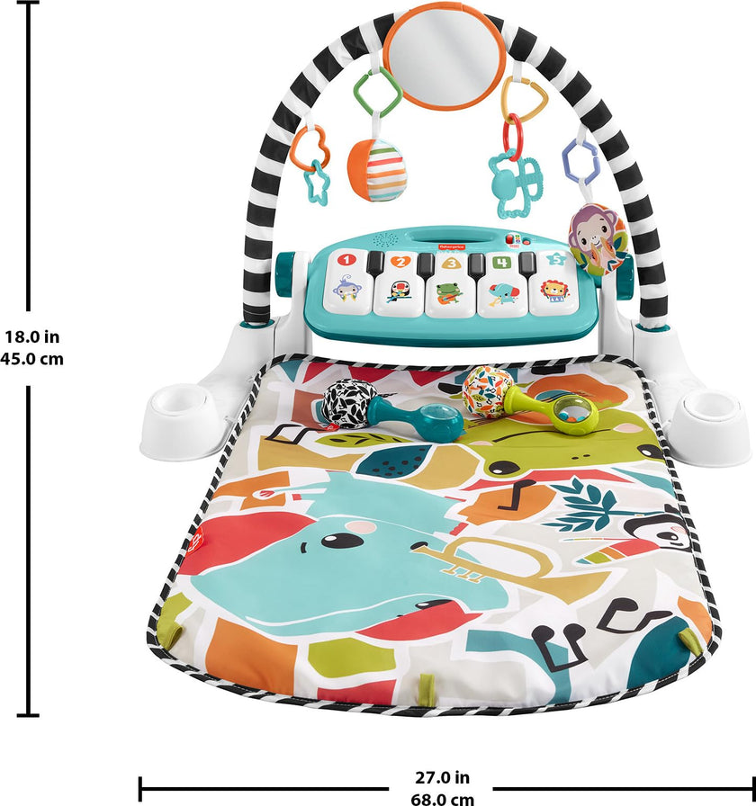 Fisher-Price Baby Musical Toy Set Glow and Grow Kick & Play Piano Gym Blue Playmat with 2 Rattle Maracas for Newborns Ages 0+ Months 🍁 All In One Marketplace Canada