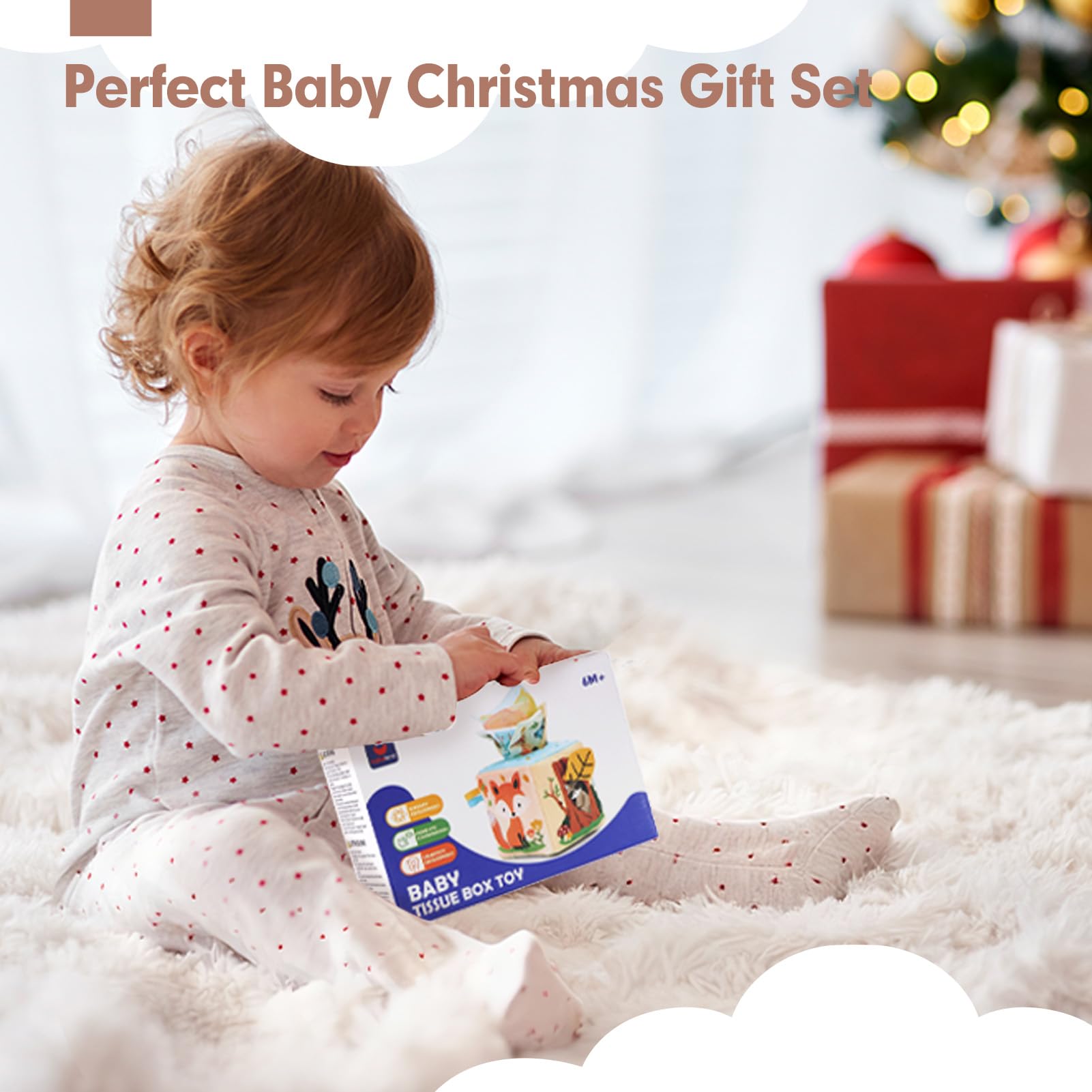 hahaland Baby Tissue Box Toy - Montessori Baby Toys 6-12 Months, Mirror Sensory Toys for Babies 12-18 Months, Boy Girl Gifts for 6M+ 🍁 All In One Marketplace Canada