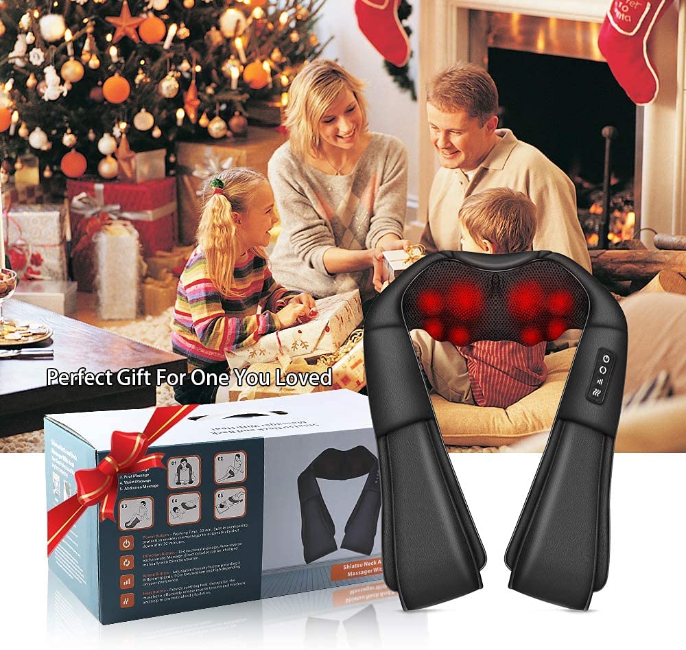 Neck Massager with Heat, Shiatsu Back Neck and Shoulder Massager, Electric Deep Tissue 4D Kneading Massage, Use at Home, Office, Car- Best Gifts for Women Men 🍁 All In One Marketplace Canada