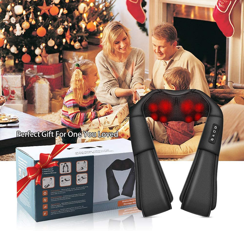 Neck Massager with Heat, Shiatsu Back Neck and Shoulder Massager, Electric Deep Tissue 4D Kneading Massage, Use at Home, Office, Car- Best Gifts for Women Men 🍁 All In One Marketplace Canada