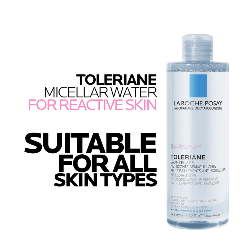 La Roche Posay Toleriane Micellar Water for Reactive Skin, Gently Cleanses & Removes Makeup, Formulated with Glycerin for Hydration, Fragrance-Free & Alcohol-Free, Recommended by Dermatologists, 400ml 🍁 All In One Marketplace Canada
