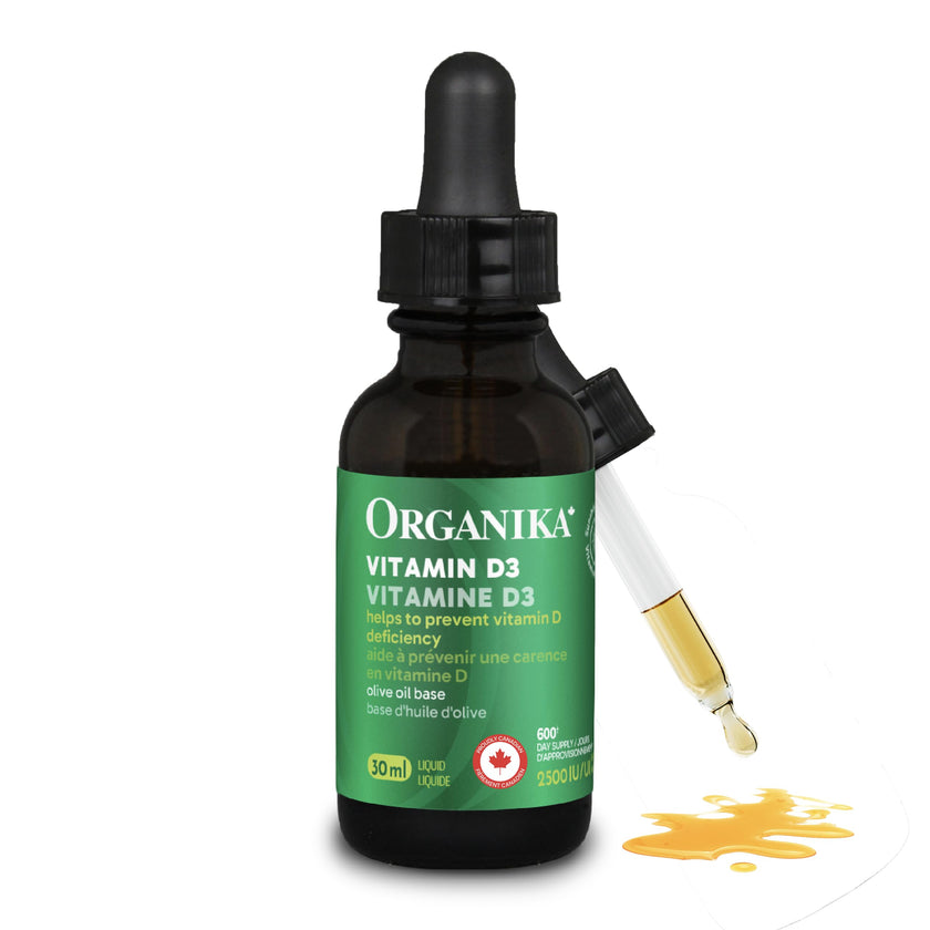 Organika Canadian-Made Vitamin D3 Liquid 2500IU- Olive Oil Base, Immune System Support- 30ml 🍁 All In One Marketplace Canada