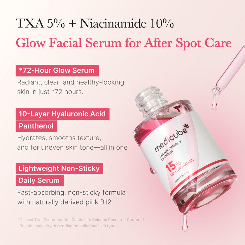medicube TXA+Niacinamide 15% Glow Facial Serum for After Spot Care | All-in-One Daily Korean Skincare | Uneven Skin Tone, Texture, and Hydration Care | High-Potency Tranexamic Acid 5% | 1.01 fl.oz 30ml 🍁 All In One Marketplace Canada