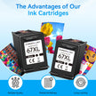 67XL Black Ink Cartridges Compatible for HP 67 Ink Cartridges Compatible for HP Ink 67 Fit for DeskJet 4155e 2855e 2755e 2700 2700e 2800e 4100 4255e 2734e Envy 6055e 6455e 6000 6400 Printer(2 Black) 🍁 All In One Marketplace Canada