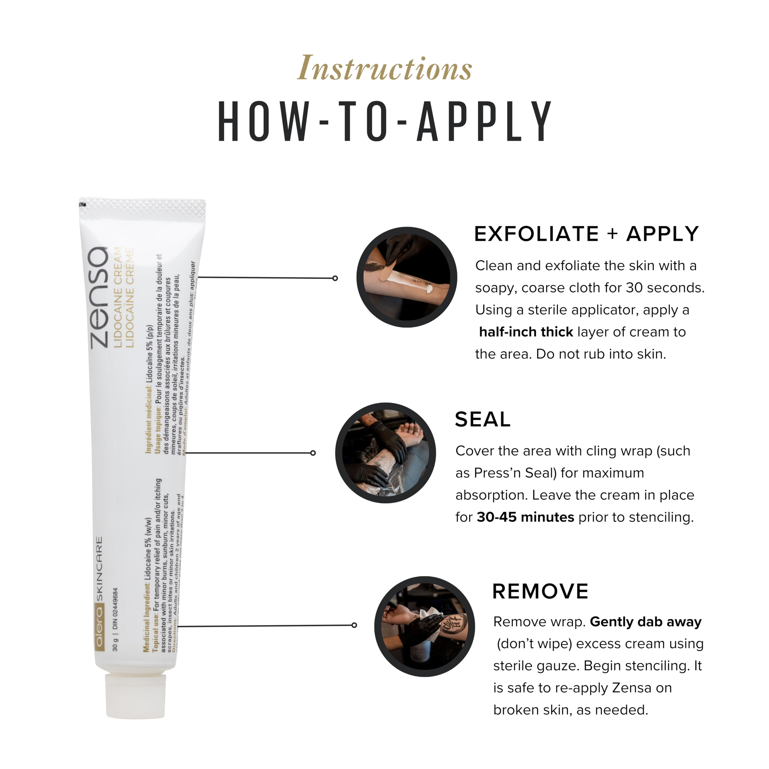 Zensa Tattoo Numbing Cream 5% Lidocaine, Safe on Broken Skin | Fast-Acting Pain Relief for Tattoos, Microneedling, Waxing, Injections | Vegan, Steroid-Free, Professional-Grade | Best Tattoo Numbing Cream 1 Oz (DIN 02449684) 🍁 All In One Marketplace Canada