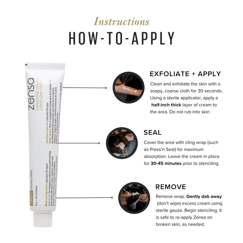 Zensa Tattoo Numbing Cream 5% Lidocaine, Safe on Broken Skin | Fast-Acting Pain Relief for Tattoos, Microneedling, Waxing, Injections | Vegan, Steroid-Free, Professional-Grade | Best Tattoo Numbing Cream 1 Oz (DIN 02449684) 🍁 All In One Marketplace Canada