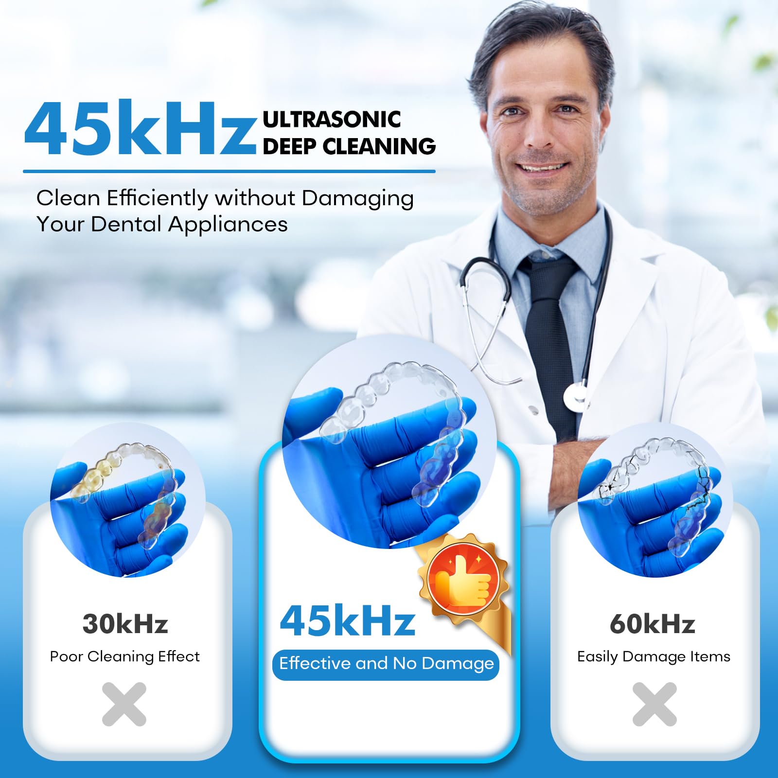 Upgraded Ultrasonic Retainer Cleaner Machine, 45kHz Ultrasonic Dentures Cleaner for Night Guards, Braces, Aligner, Toothbrush, Jewelry and More, 200ML Capacity, Black1 🍁 All In One Marketplace Canada
