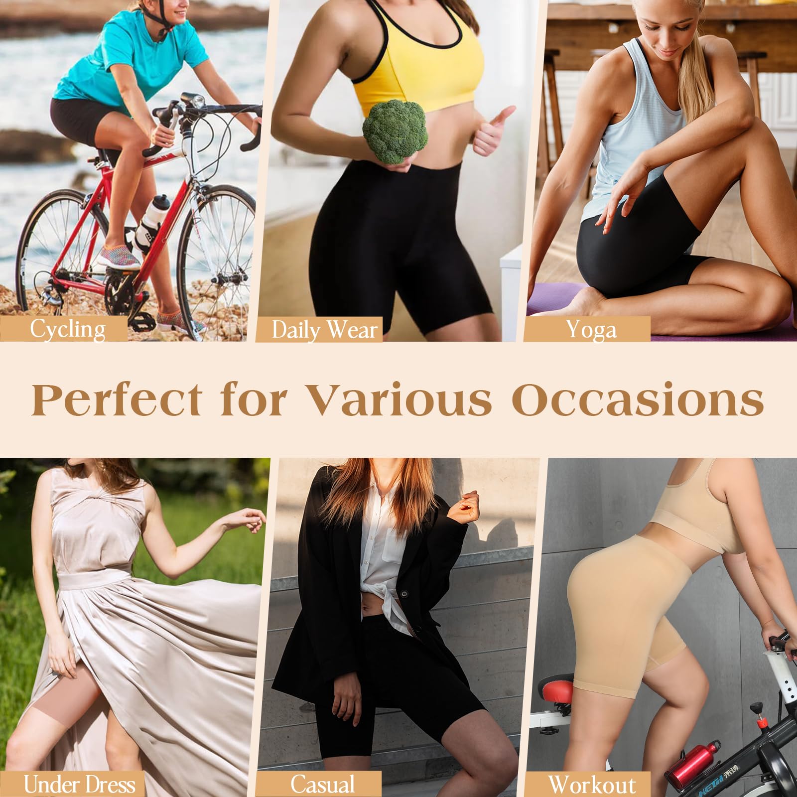 Reamphy 3 Pack Slip Shorts for Women Under Dress,Comfortable Smooth Yoga Shorts, Workout Biker Shorts 🍁 All In One Marketplace Canada
