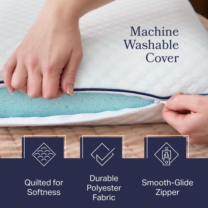 WEEKENDER Ventilated Gel Memory Foam Pillow - Washable Cover , White, Standard (Pack of 1) 🍁 All In One Marketplace Canada