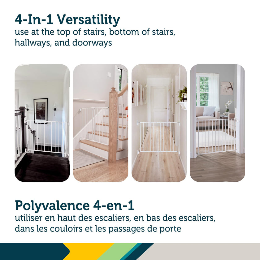 Safety 1st Top of Stairs Expanding Metal Gate, White, Adjustable Width 27