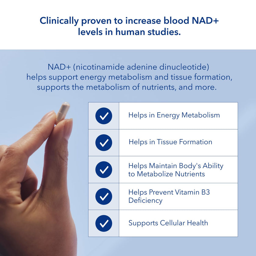 NAD Supplement 120 Capsules, 60 Servings, 300mg Per Serving, Clinically Proven to Increase NAD+, Patented Nicotinamide Riboside Vitamin B3, Cellular Health & Energy Metabolism, Health Canada Licenced 🍁 All In One Marketplace Canada
