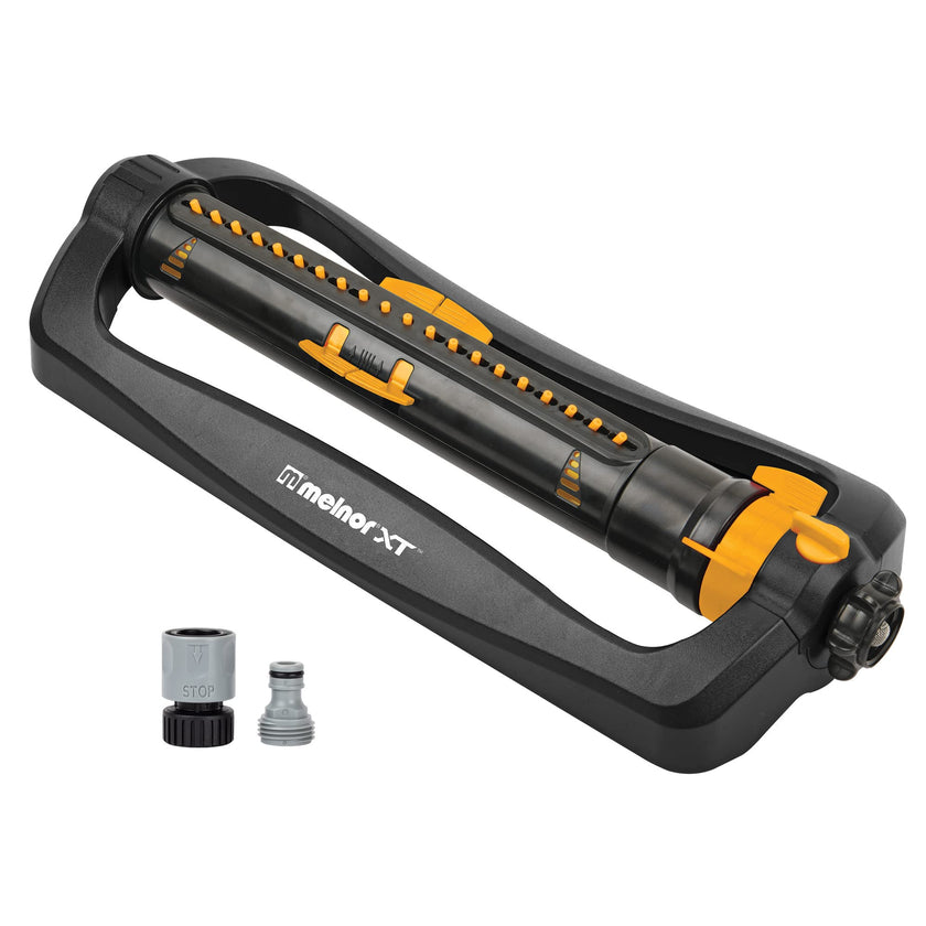 Melnor 65167AMZ XT Turbo Oscillating Sprinkler, 4,500 sq. ft., Quick Connect Bundle, 3-Way Adjustable, Black, Yellow 🍁 All In One Marketplace Canada