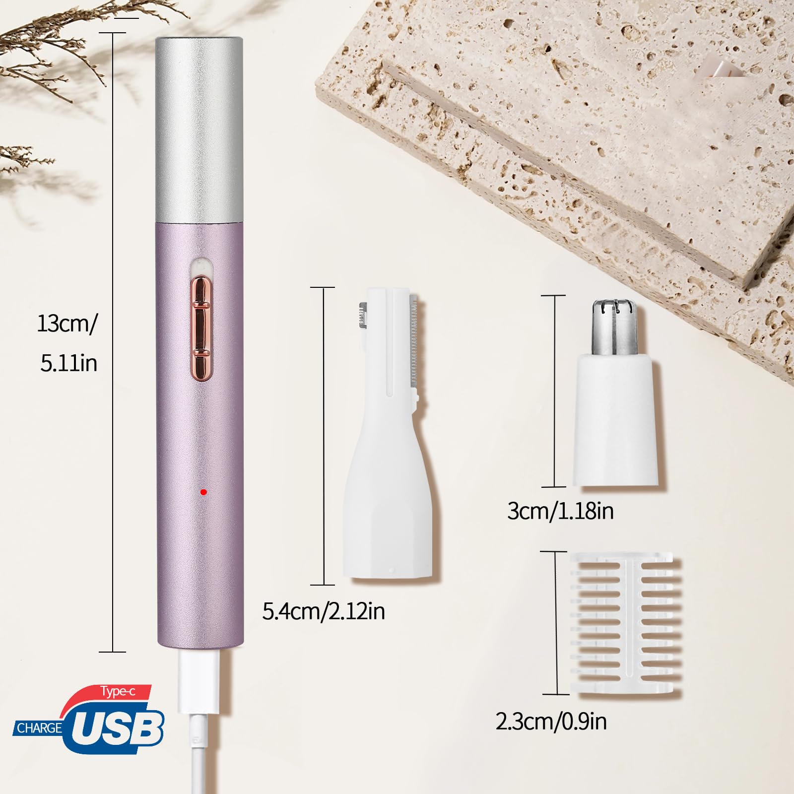 Yunmiss Nose and Ear Trimmer Clipper for Women Men,2025 Rechargeable Painless Eyebrow & Facial Hair Trimmer with IPX7 Waterproof,Rechargeable Portable Hair Trimmer with Dual Edge Blades (Pink) 🍁 All In One Marketplace Canada