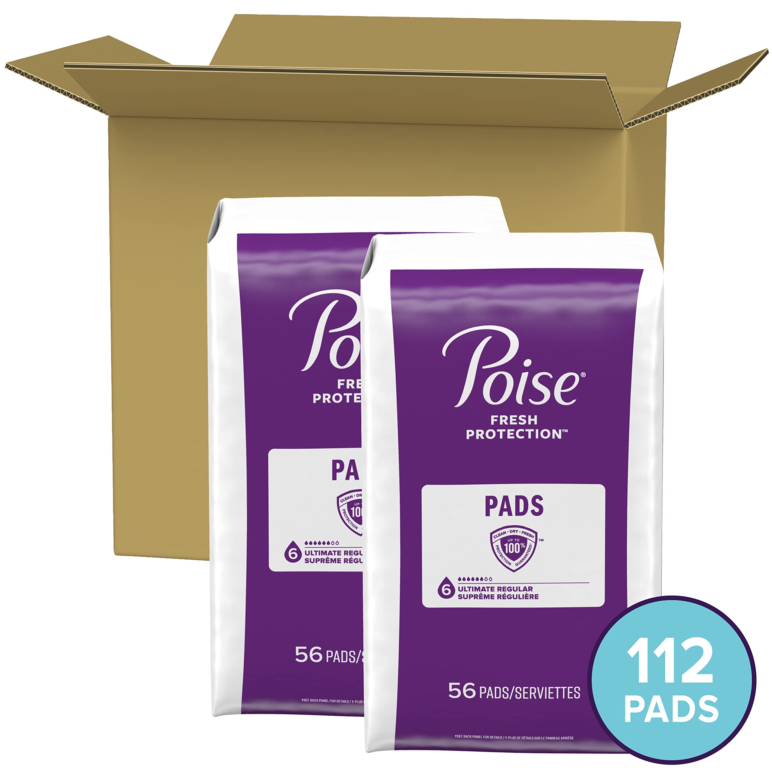 Poise Postpartum Incontinence Pads, Ultimate Absorbency, Regular Length, 112 Count (2 Packs of 56) 🍁 All In One Marketplace Canada