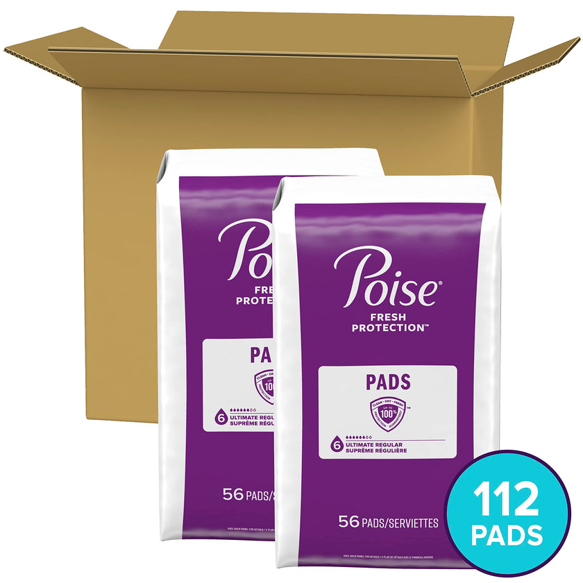 Poise Postpartum Incontinence Pads, Ultimate Absorbency, Regular Length, 112 Count (2 Packs of 56) 🍁 All In One Marketplace Canada
