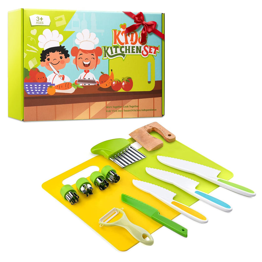 Montessori Kitchen Tools for Toddlers-Kids Cooking Sets Real-Toddler Safe Knives Set (13pcs) 🍁 All In One Marketplace Canada
