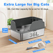 Stainless Steel Cat Litter Box with Lid, XL Litter Box for Big Cats, High Sided Metal Pan, Anti Leakage,Odor-Free & Easy Cleaning,Included Scoop &Trash Bag*2 & Mat & Sticker (Grey) 🍁 All In One Marketplace Canada