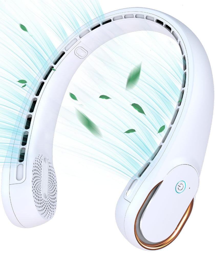 Neck Fan, Neck Fans Portable Rechargeable, Upgrade 360° Air Outlet, Super Quiet, 3 Speeds, 4000mAh Personal Bladeless Wearable Fan for Indoor Outdoor Travel-White 🍁 All In One Marketplace Canada