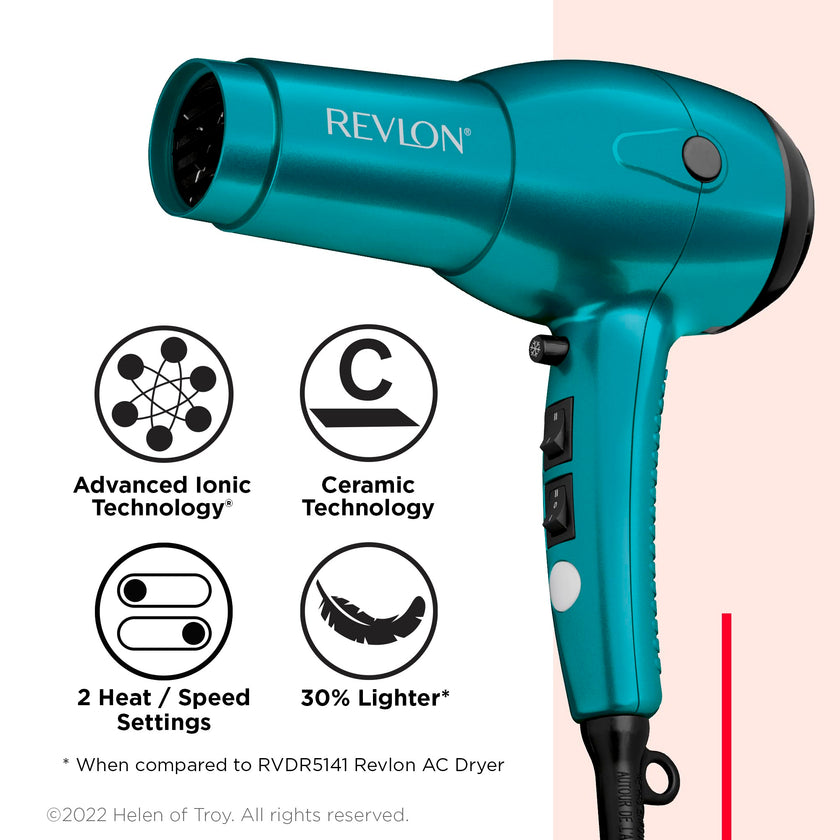 Revlon RV544FBLF Advanced Ionic Technology™ Hair Dryer with Diffuser, Powerful, Hair Dryer with Concentrator, Quick Dry, Lightweight, 2 Heat/Speed Settings, Less Frizz, Shiny and Smooth Hair, Blue 🍁 All In One Marketplace Canada