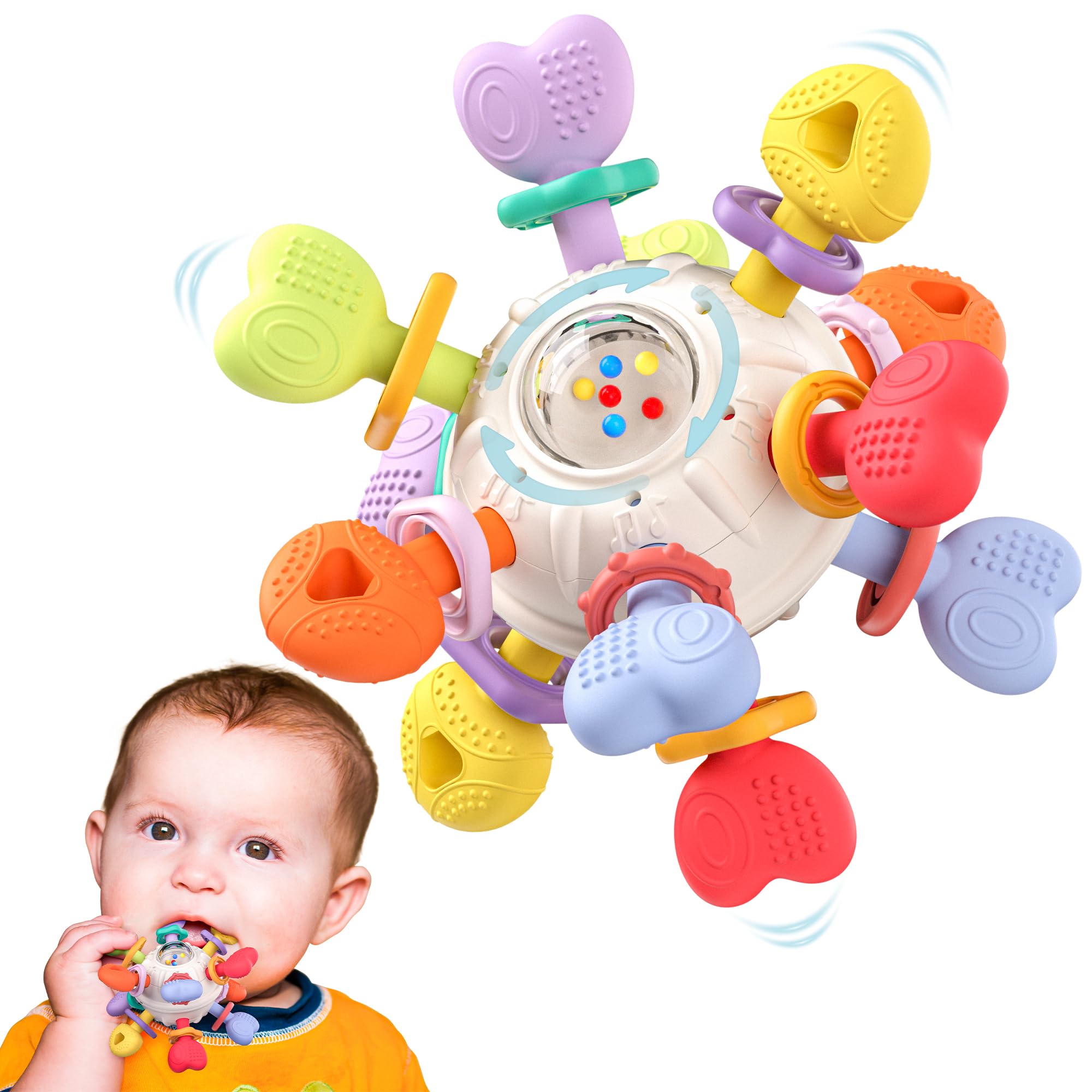 Infinno Baby Teething Toy with Rattle Spinner, BPA-Free Silicone for Baby 🍁 All In One Marketplace Canada