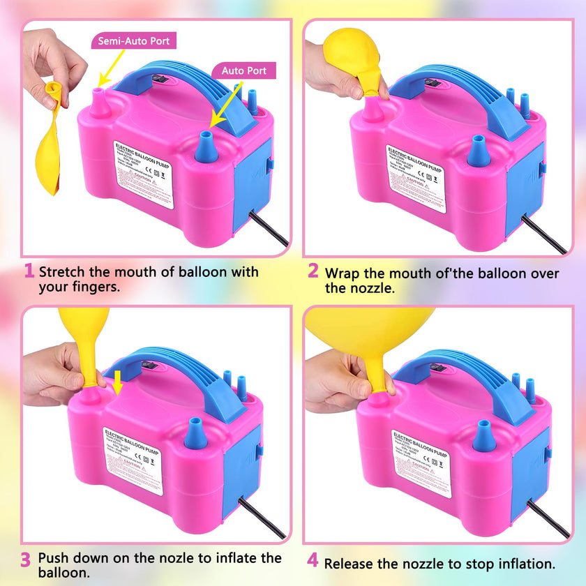 Electric Balloon Pump,Balloon Inflator, Dual Nozzle Electric Air Pump,Balloon Pump Balloons Blower 110V 600W for Party Decoration with Gifts:2 Balloon Tying Tools (Rose red) 🍁 All In One Marketplace Canada