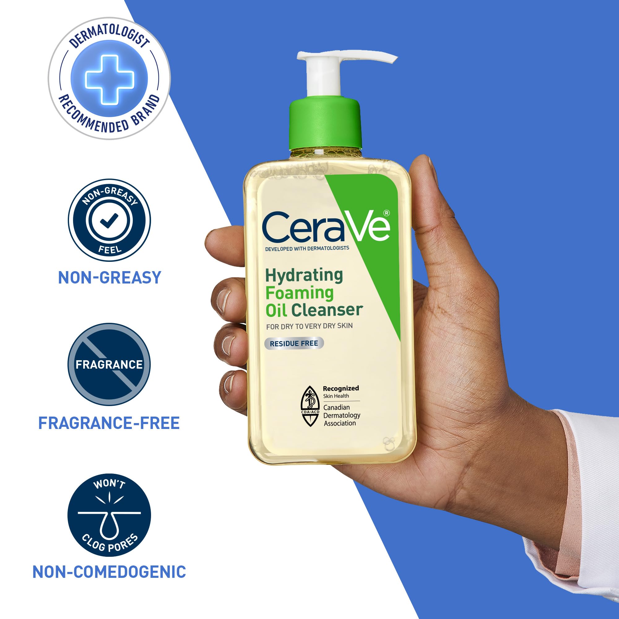 CeraVe Oil Cleanser for Face, Hydrating Foaming Face Cleanser with Squalene Oil, Hyaluronic Acid and Ceramides, for Dry to Very Dry Skin, Non-Greasy, Non-Comedogenic, Fragrance-Free, 562 mL 🍁 All In One Marketplace Canada