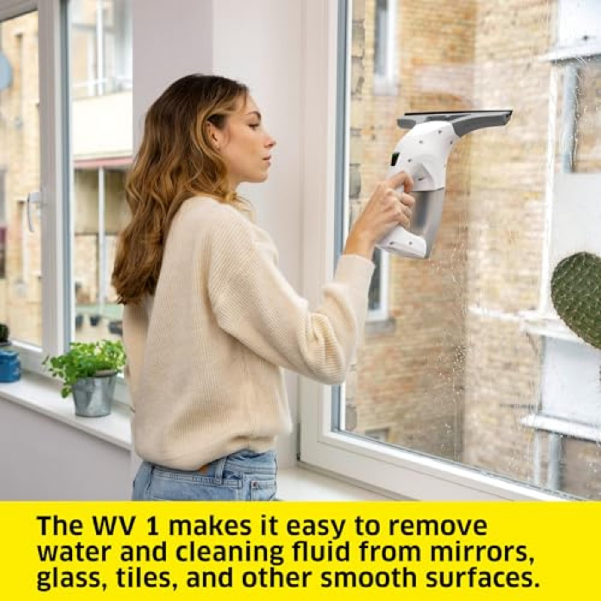 Kärcher WV1 Plus - 2-in-1 Electric Window Vacuum Squeegee - Cleans Showers, Mirrors, Glass, and Countertops - 10 in. Squeegee Blade - White 🍁 All In One Marketplace Canada