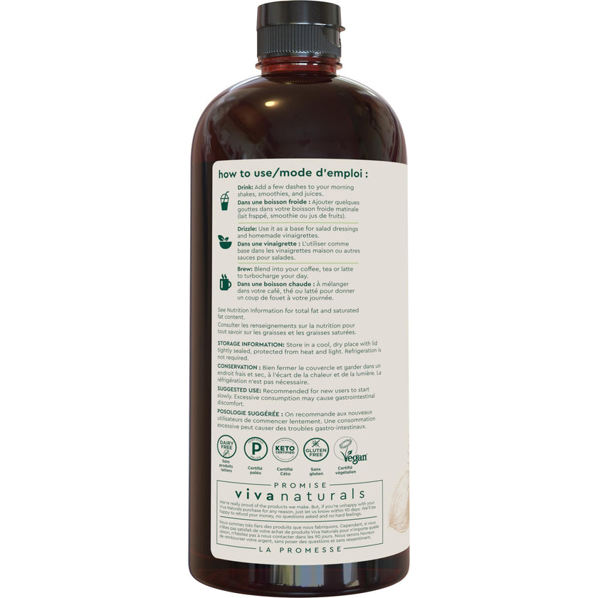 Viva Naturals MCT Oil Organic for Keto Coffee, Smoothies and Salad Dressings - Made from Organic Coconuts - Gluten Free, Dairy Free, Vegan, Keto & Paleo Certified - (946 mL, 32 fl oz) 🍁 All In One Marketplace Canada
