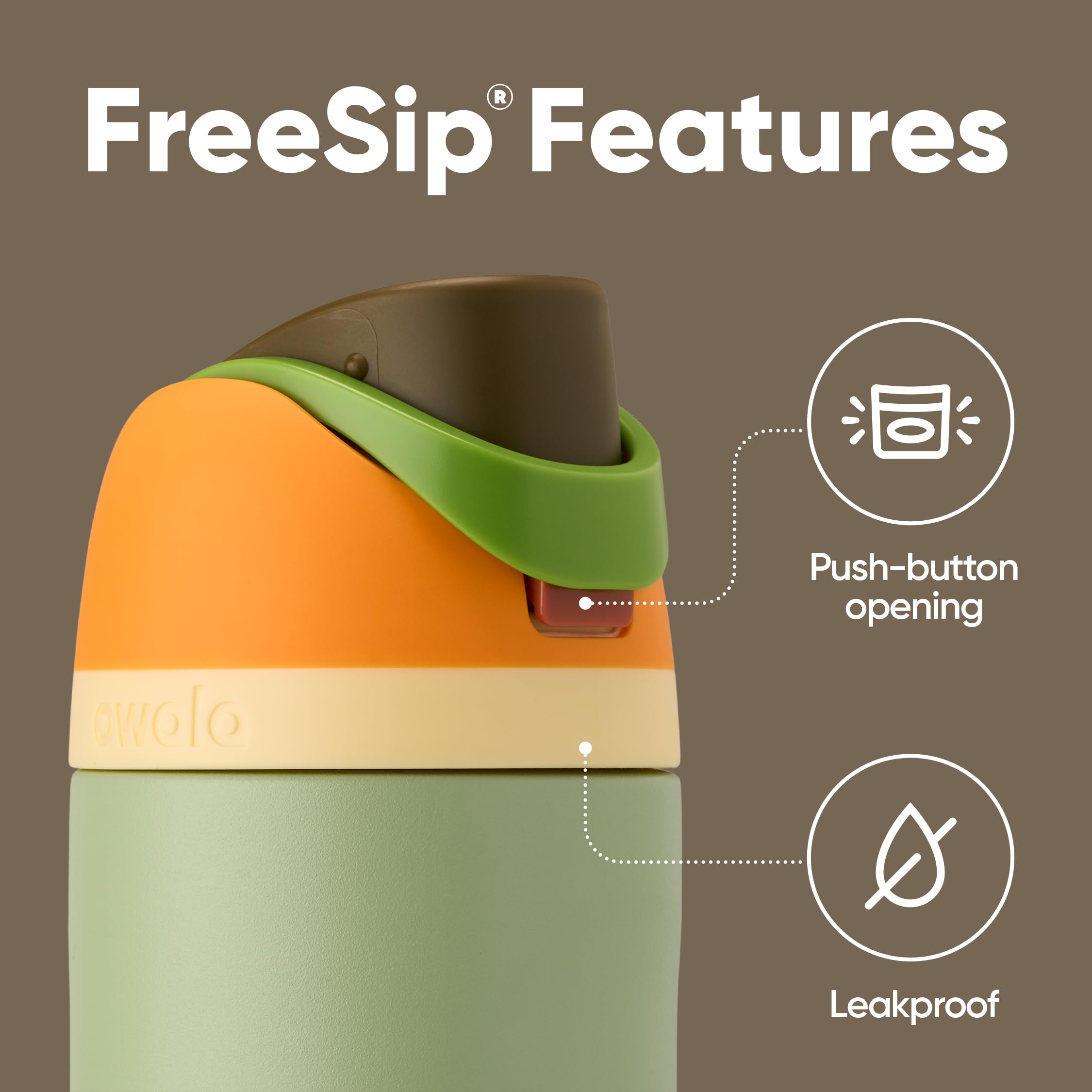 Owala FreeSip Insulated Stainless Steel Water Bottle with Straw for Sports and Travel, BPA-Free, 24-oz, Orange/Green (Camo Cool) 🍁 All In One Marketplace Canada