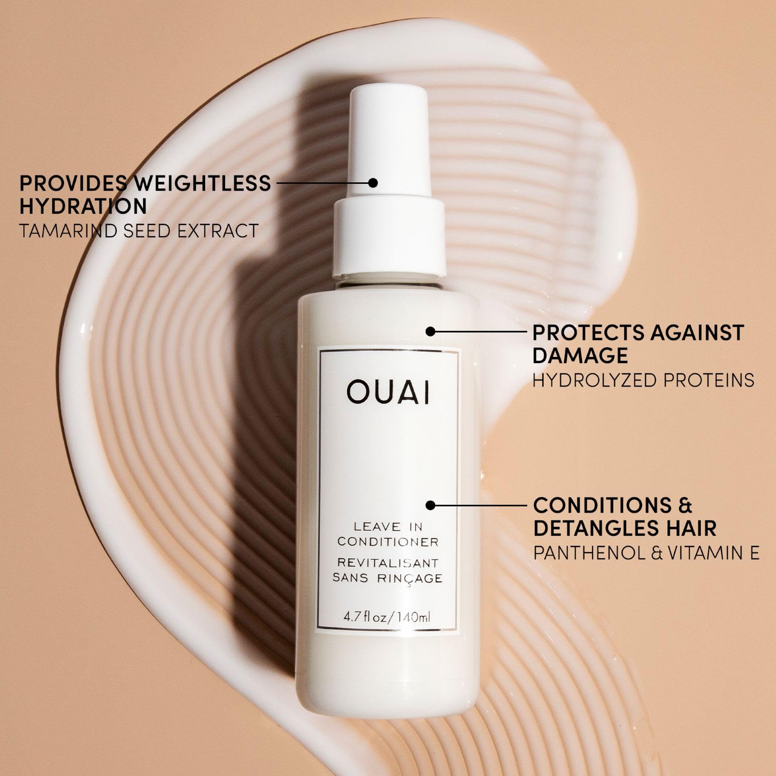 OUAI Leave In Conditioner & Heat Protectant for Hair - Prep Hair for Styling or Use as Detangling Spray to Fight Frizz & Flyaways - No Parabens, Sulfates or Phthalates (4.7 oz) 🍁 All In One Marketplace Canada