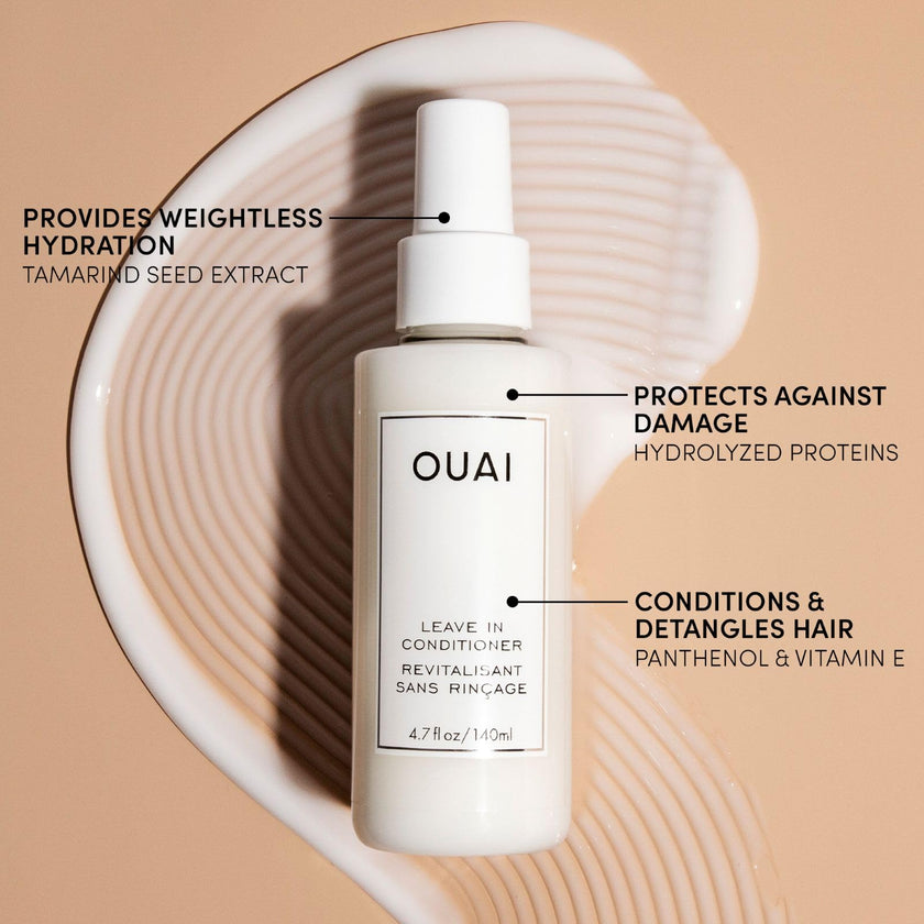 OUAI Leave In Conditioner & Heat Protectant for Hair - Prep Hair for Styling or Use as Detangling Spray to Fight Frizz & Flyaways - No Parabens, Sulfates or Phthalates (1.5 oz) 🍁 All In One Marketplace Canada