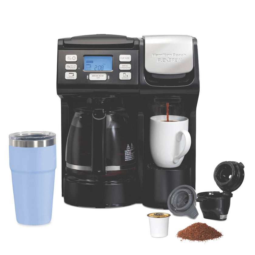 Hamilton Beach FlexBrew Trio 3-Way Coffee Maker, Single Serve & 12 Cup Drip Coffee Maker, Pod & Ground Coffee Compatible, Fast Brewing, Programmable, 56 oz Reservoir, Black (49902C) 🍁 All In One Marketplace Canada
