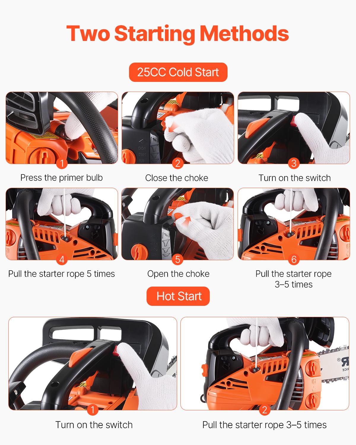 VEVOR Gas Chainsaw, 25.4CC 12