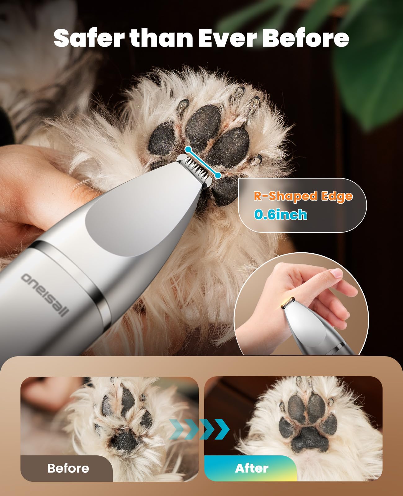oneisall 4 in 1 Dog Grooming Kit with LCD Display, Dog Hair Trimmer for Paw Nail Grinder, Rechargeable Cordless Low Noise IPX7 Waterproof Pet Clippers 🍁 All In One Marketplace Canada