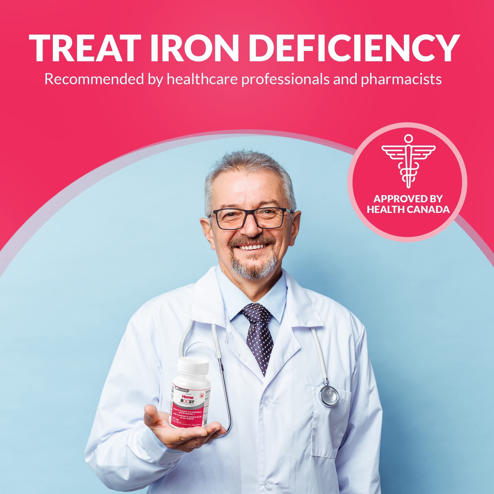 Hemeboost 232mg Heme Iron Supplements Polypeptide, (11.6mg Elemental Iron), Prevents Iron Deficiency & Anemia, Better Absorption, Well-Tolerated, Safe for Pregnancy, 60 Tablets 🍁 All In One Marketplace Canada