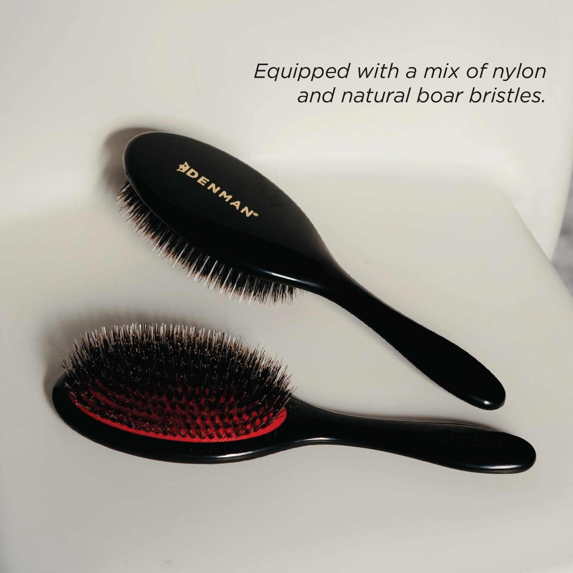 Denman Cushion Hair Brush (Medium) with Soft Nylon Quill Boar Bristles - Porcupine Style for Grooming, Detangling, Straightening, Blowdrying and Refreshing Hair – Black, P081M 🍁 All In One Marketplace Canada