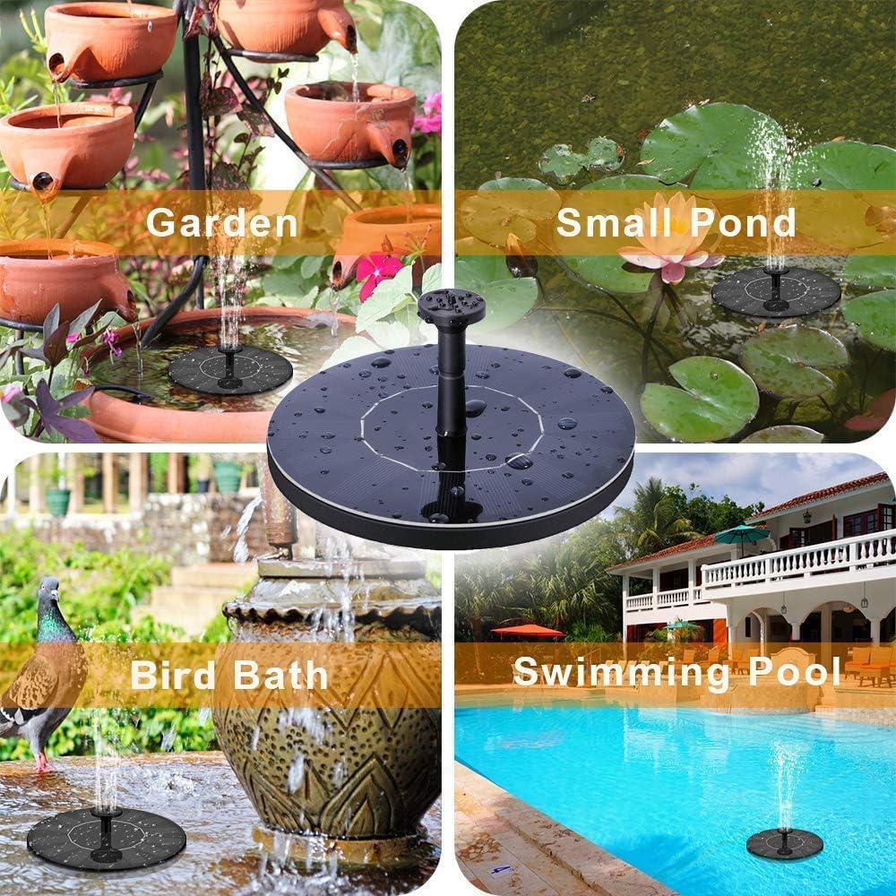 Solar Fountain Water Pump for Bird Bath, New Upgraded Mini Solar Powered Fountain Pump 1.5W Free Standing Solar Panel Kit Water Fountain for Garden, Pond, Pool, and Outdoor 🍁 All In One Marketplace Canada