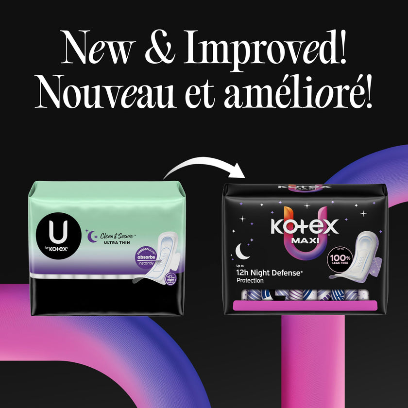 Kotex Overnight Maxi Pads With Wings, Unscented, 78 Count 🍁 All In One Marketplace Canada